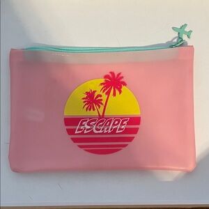 Ipsy Pink Pouch with Airplane Zipper